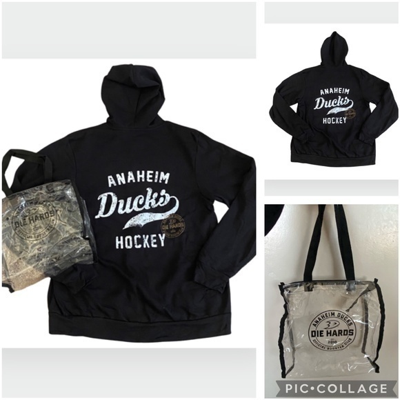Other - NEW Anaheim Ducks DIE HARD Black Jacket & Clear Tote Bag SET